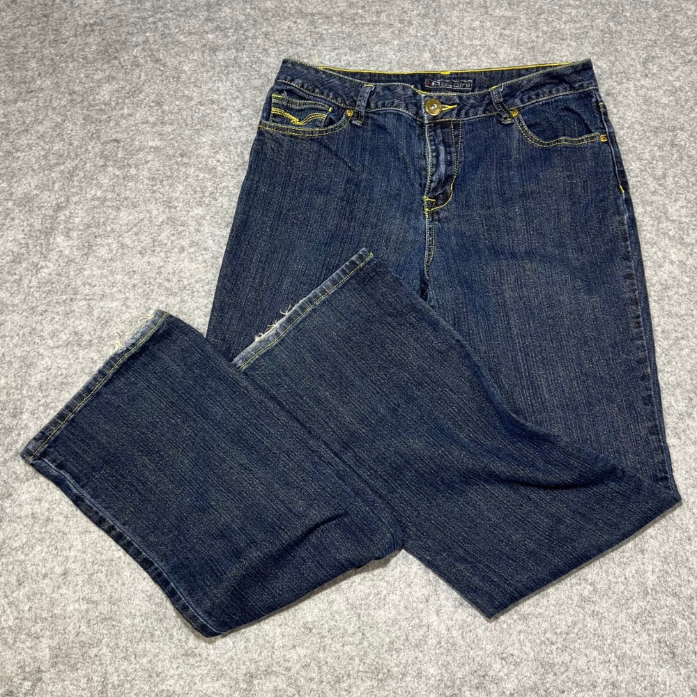 Baccini Womens Size 10 Dark Wash‎ Bootcut Jeans Gold Metallic Accents